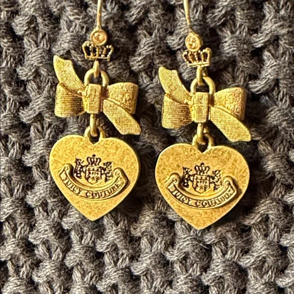 Juicy Couture Gold Bow Heart Earrings 530 - Picture 2 of 5